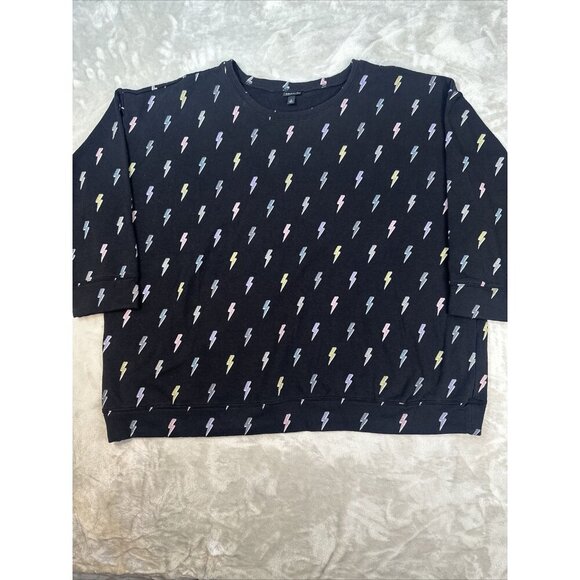Women’s Torrid Crewneck Sweater Lightning Bolt Print Black Size 4 - Picture 1 of 14